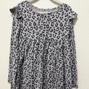 Jumping Beans gray and black leopard print dress, ruffles,  4T